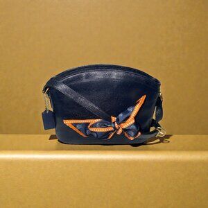 VTG Coach Madison Pierre Bag 4406 Navy Caviar Pebbled Leather Double Zip Italy